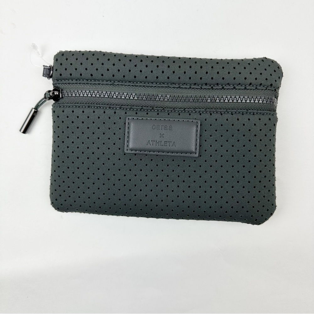 CARAAx ATHLETA grey zip travel pouch bag